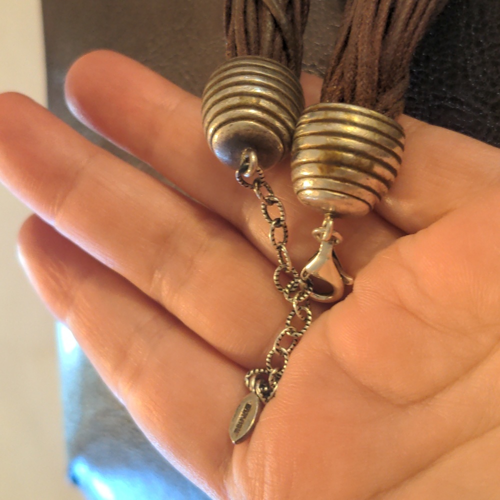 Vintage Elegant 16" Barse sterling silver brown and Turquoise Pendant Necklace - Picture 3 of 6